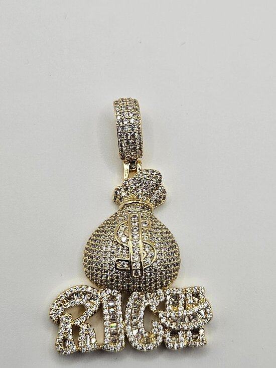 Accessories | Iced Out Gold Filled 5a Cz Money Bag Rich Pendant 9mm ...